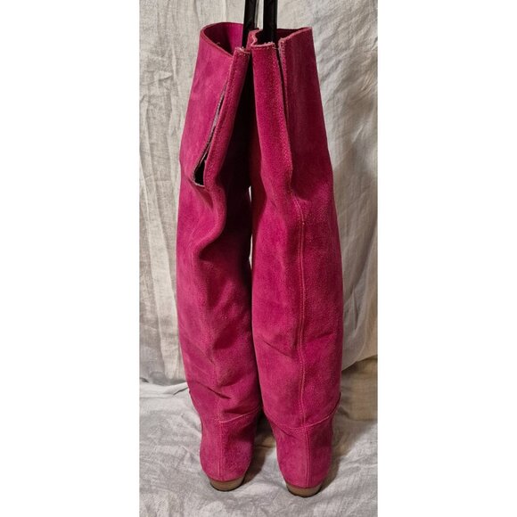Pinkish/Purple Genuine Suede Over The Knee  Style Boots Made in Italy Sz 10 FLAW - Picture 5 of 16